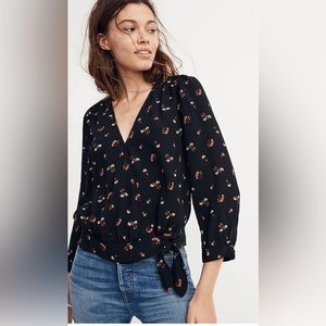 Wrap Top in Flower Toss